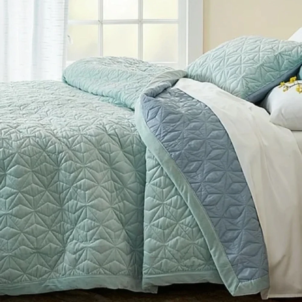Wild Sage Vanessa Velvet 2-Piece Twin/Twin XL Quilt Set in Ether Blue NWT